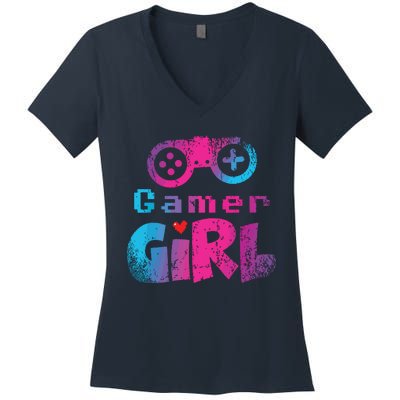 Video Game Nerd E Sport Gaming Girl Gamer Gift Women's V-Neck T-Shirt