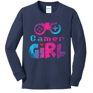 Video Game Nerd E Sport Gaming Girl Gamer Gift Kids Long Sleeve Shirt