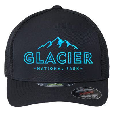 Vintage Glacier National Park Colorful Text Souvenir Flexfit Unipanel Trucker Cap