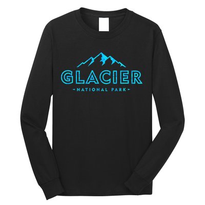 Vintage Glacier National Park Colorful Text Souvenir Long Sleeve Shirt