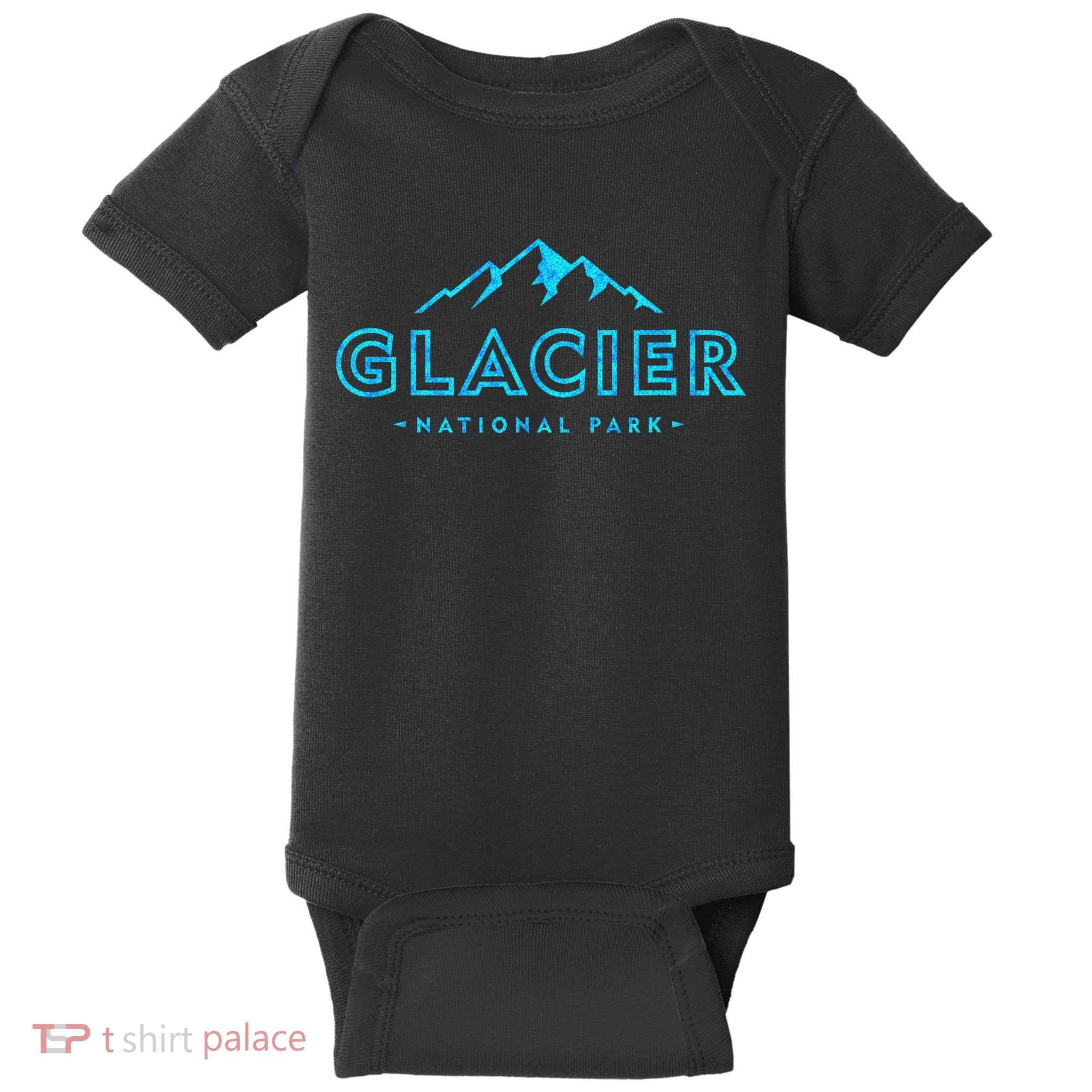 Vintage Glacier National Park Colorful Text Souvenir Baby Bodysuit