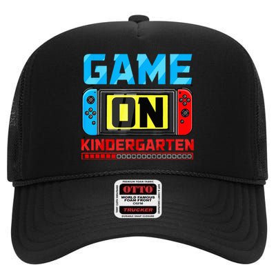 Video Game On Kindergarten Gamer Back To School First Day High Crown Mesh Back Trucker Hat