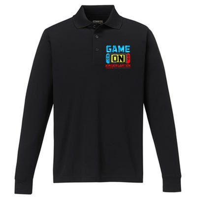 Video Game On Kindergarten Gamer Back To School First Day Performance Long Sleeve Polo