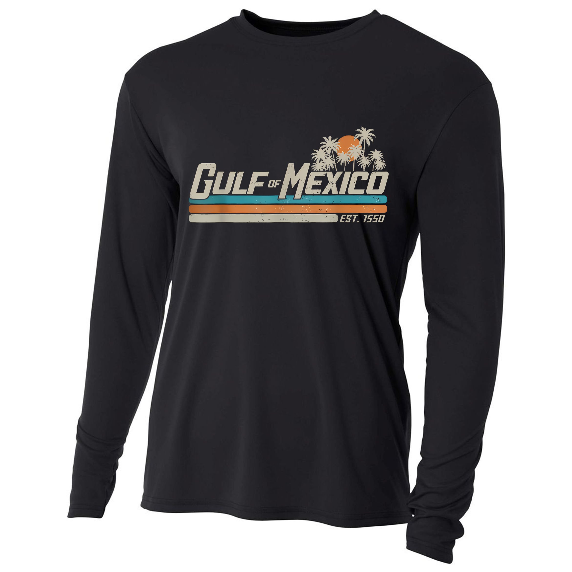 Vintage Gulf Of Mexico Since 1550 Retro Vintage Beach Cooling Performance Long Sleeve Crew