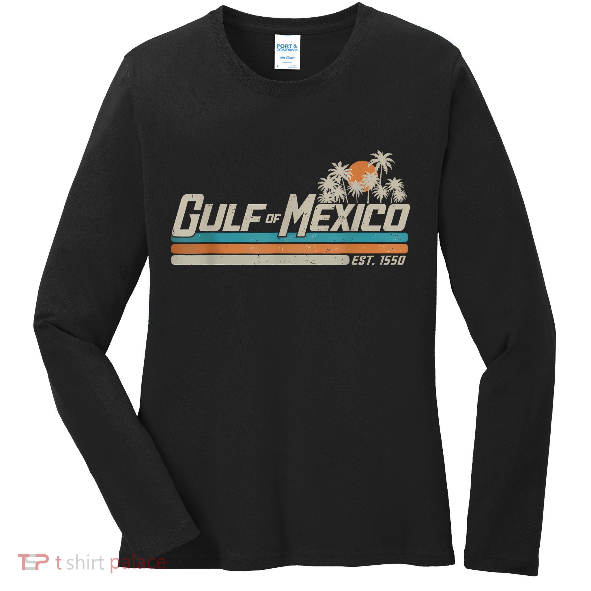 Vintage Gulf Of Mexico Since 1550 Retro Vintage Beach Ladies Long Sleeve Shirt