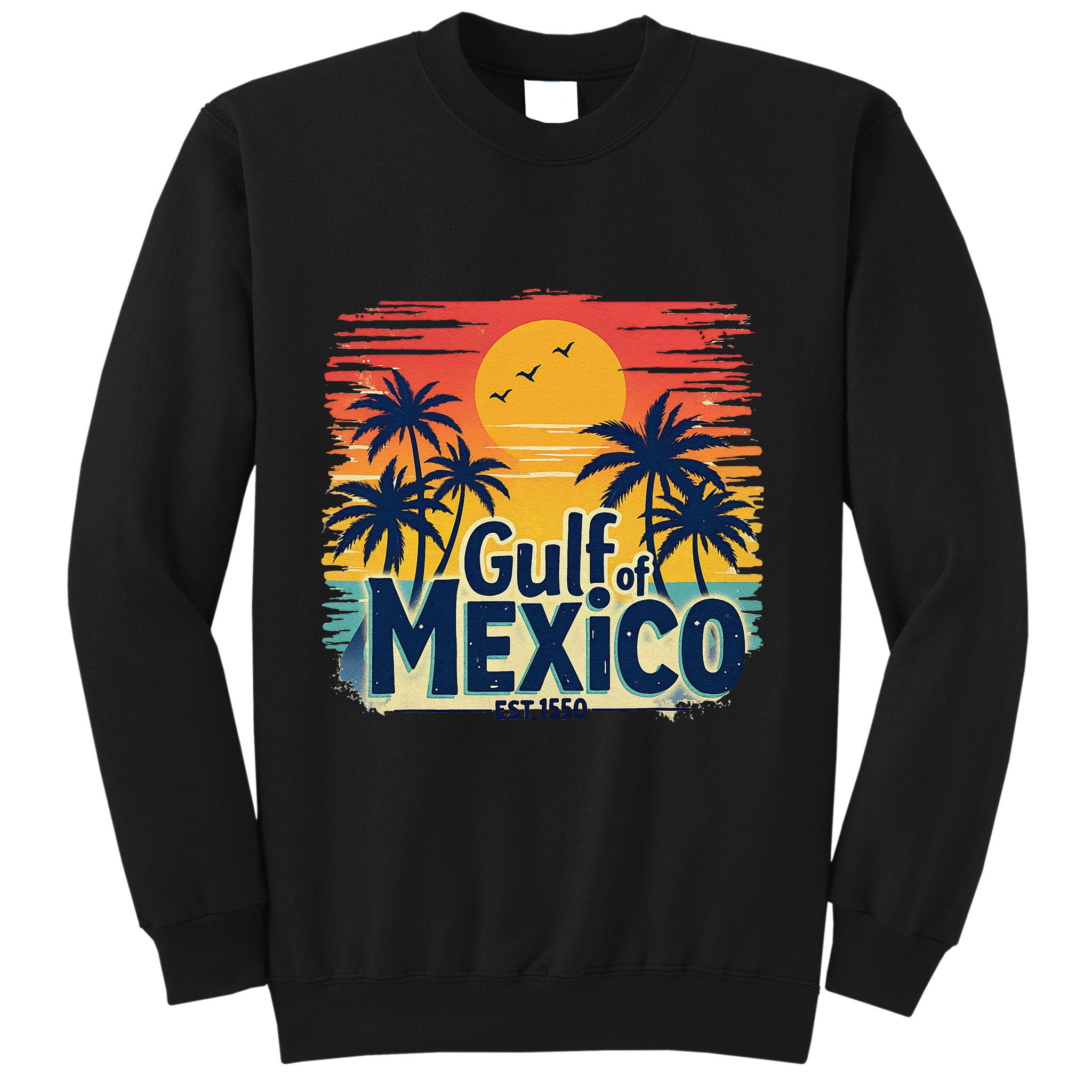 Vintage Gulf Of Mexico Sunset Beach Palm Trees Retro Sweatshirt