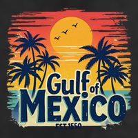 Vintage Gulf Of Mexico Sunset Beach Palm Trees Retro Beanie
