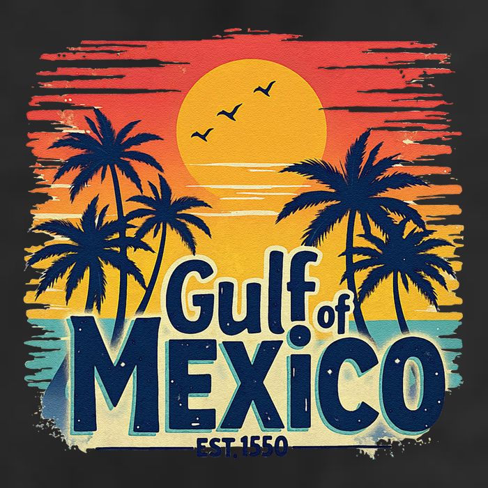 Vintage Gulf Of Mexico Sunset Beach Palm Trees Retro Beanie