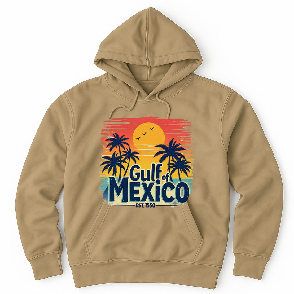 Vintage Gulf Of Mexico Sunset Beach Palm Trees Retro Hoodie