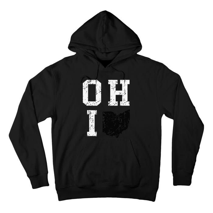 Vintage Grunge Ohio Map State Shape Design Tall Hoodie