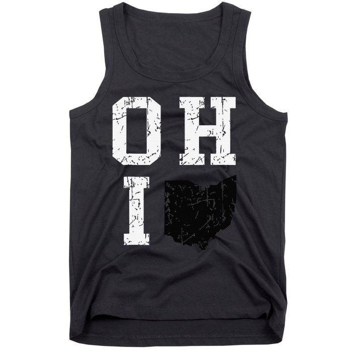 Vintage Grunge Ohio Map State Shape Design Tank Top