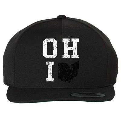 Vintage Grunge Ohio Map State Shape Design Wool Snapback Cap