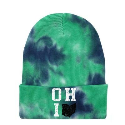 Vintage Grunge Ohio Map State Shape Design Tie Dye 12in Knit Beanie