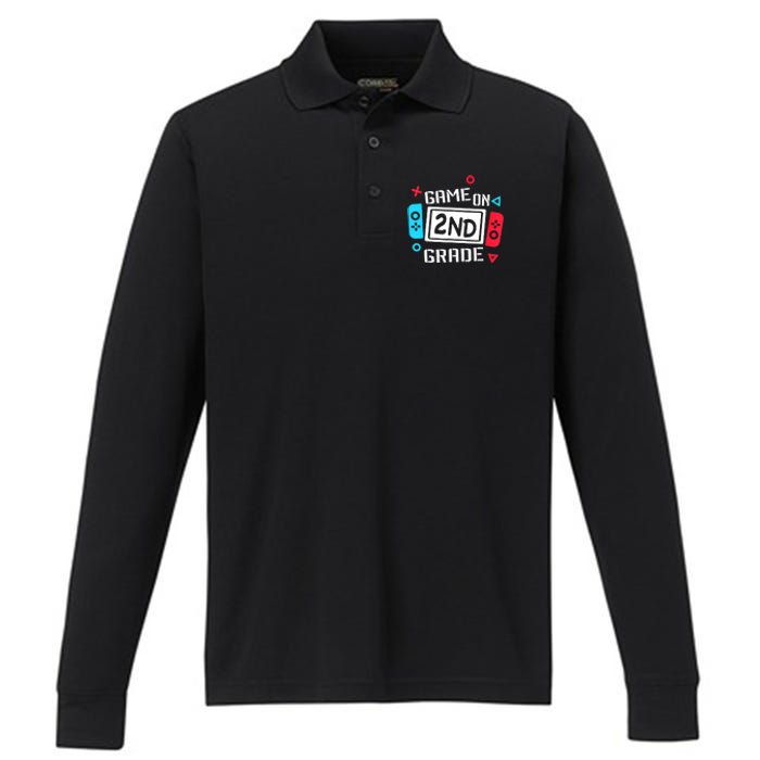 Video Game On 2nd Grade Cool Kids Team Second Back To School Performance Long Sleeve Polo