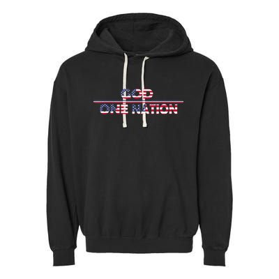 Vintage God One Nation Under Patriotic For Christian Garment-Dyed Fleece Hoodie