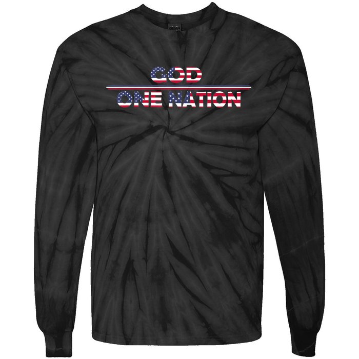 Vintage God One Nation Under Patriotic For Christian Tie-Dye Long Sleeve Shirt