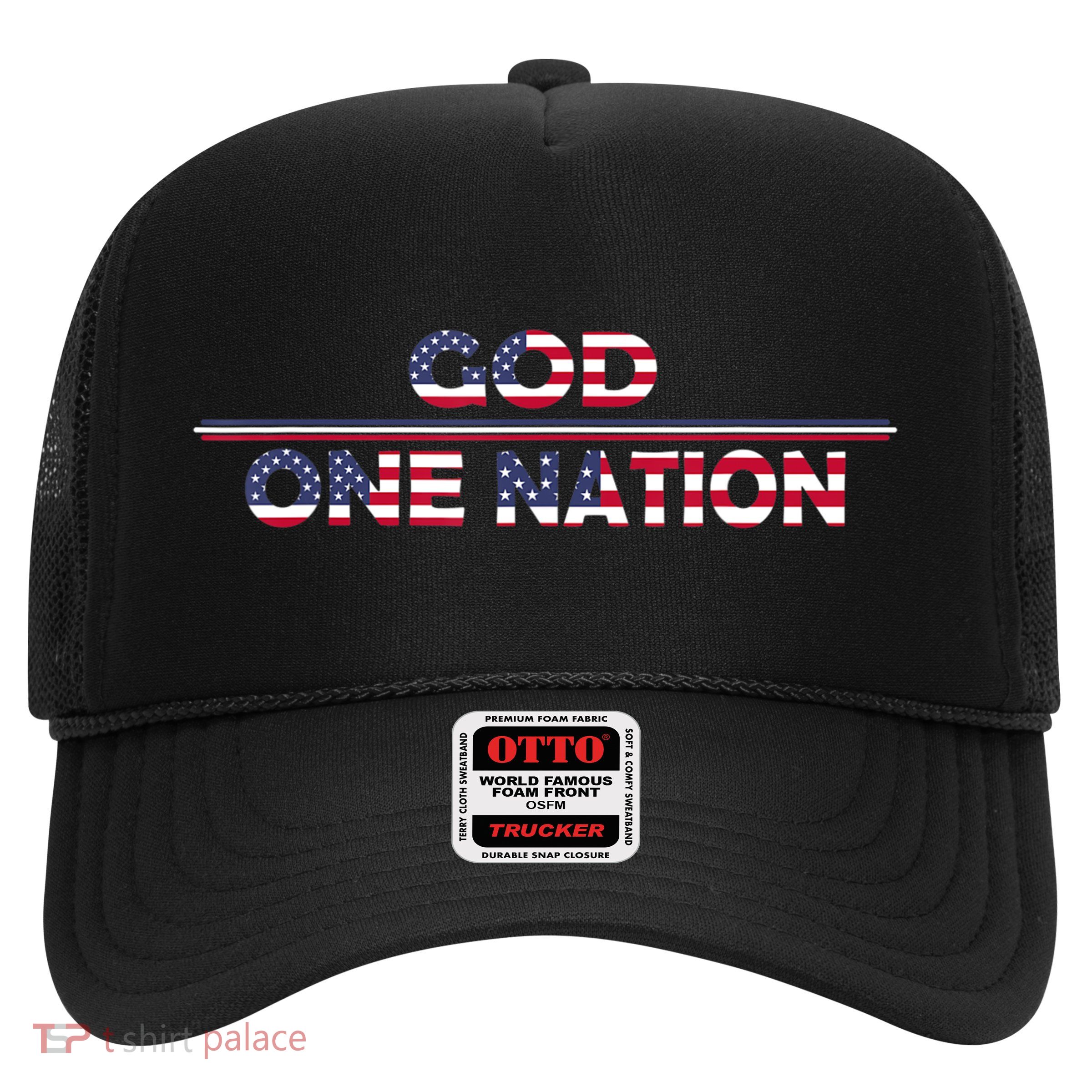 Vintage God One Nation Under Patriotic For Christian Trucker Hat