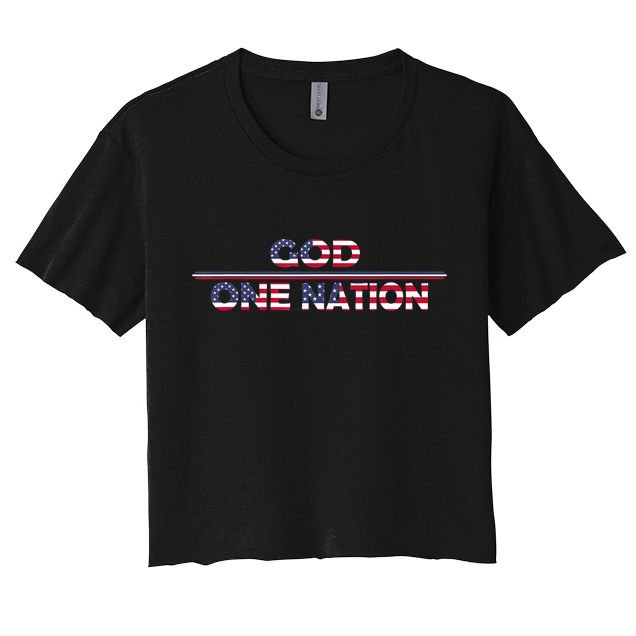 Vintage God One Nation Under Patriotic For Christian Crop Top