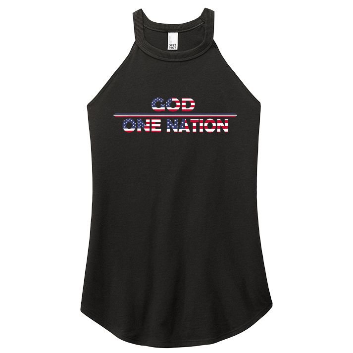 Vintage God One Nation Under Patriotic For Christian Women's Perfect Tri Rocker Tank