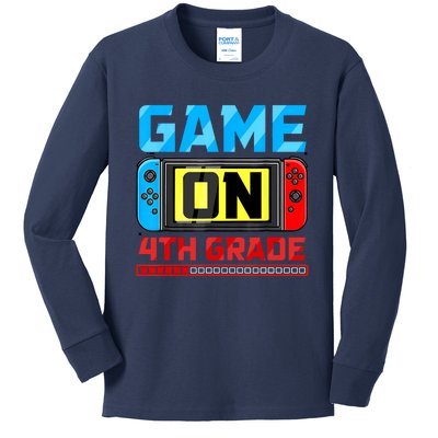 Video Game On 4th Grade Gamer Back To School First Day Boy Kids Long Sleeve Shirt