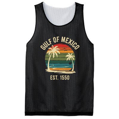 Vintage Gulf Of Mexico Est 1550 Sunset Beach Mesh Reversible Basketball Jersey Tank
