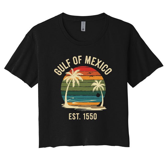 Vintage Gulf Of Mexico Est 1550 Sunset Beach Crop Top