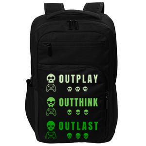 Video Gamer Outplay Outthink Outlast Game Master Pro Gaming Gift Impact Tech Backpack