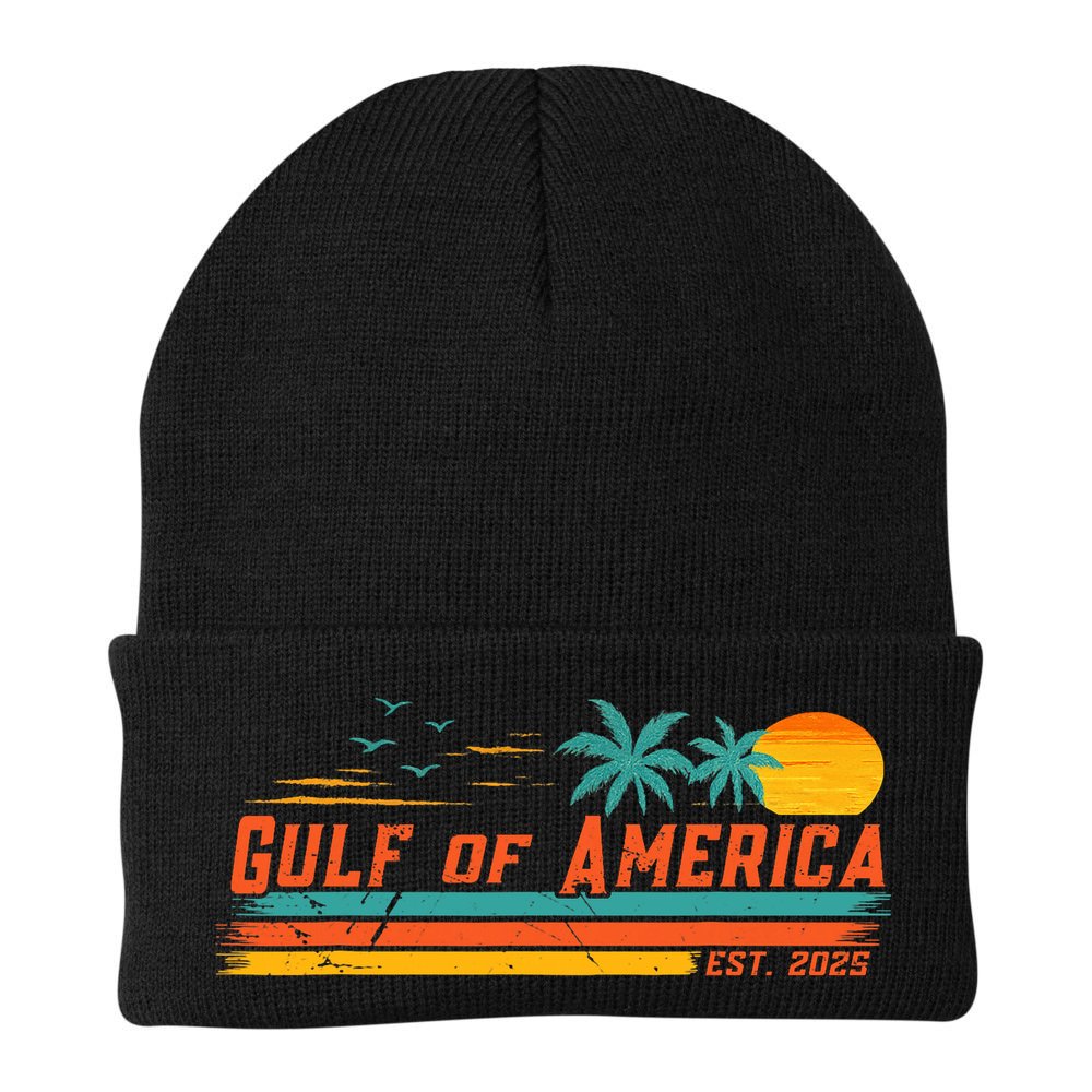 Vintage Gulf Of Us America Retro Sunset Gulf Of Us America  Beanie