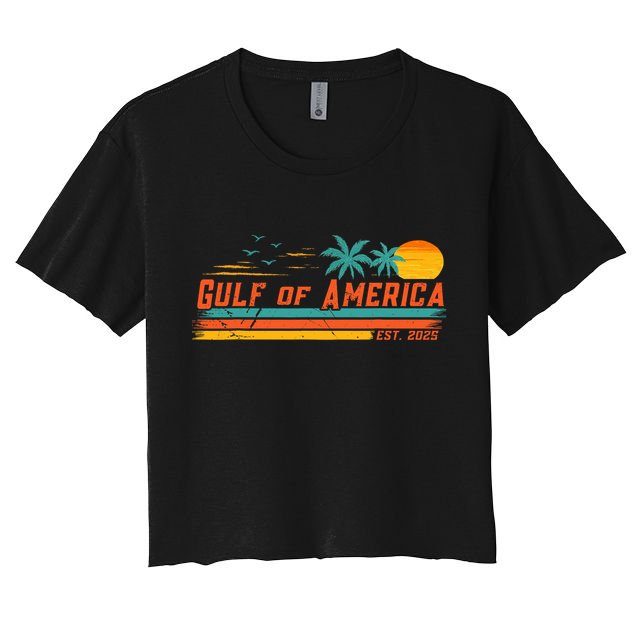 Vintage Gulf Of Us America Retro Sunset Gulf Of Us America  Crop Top