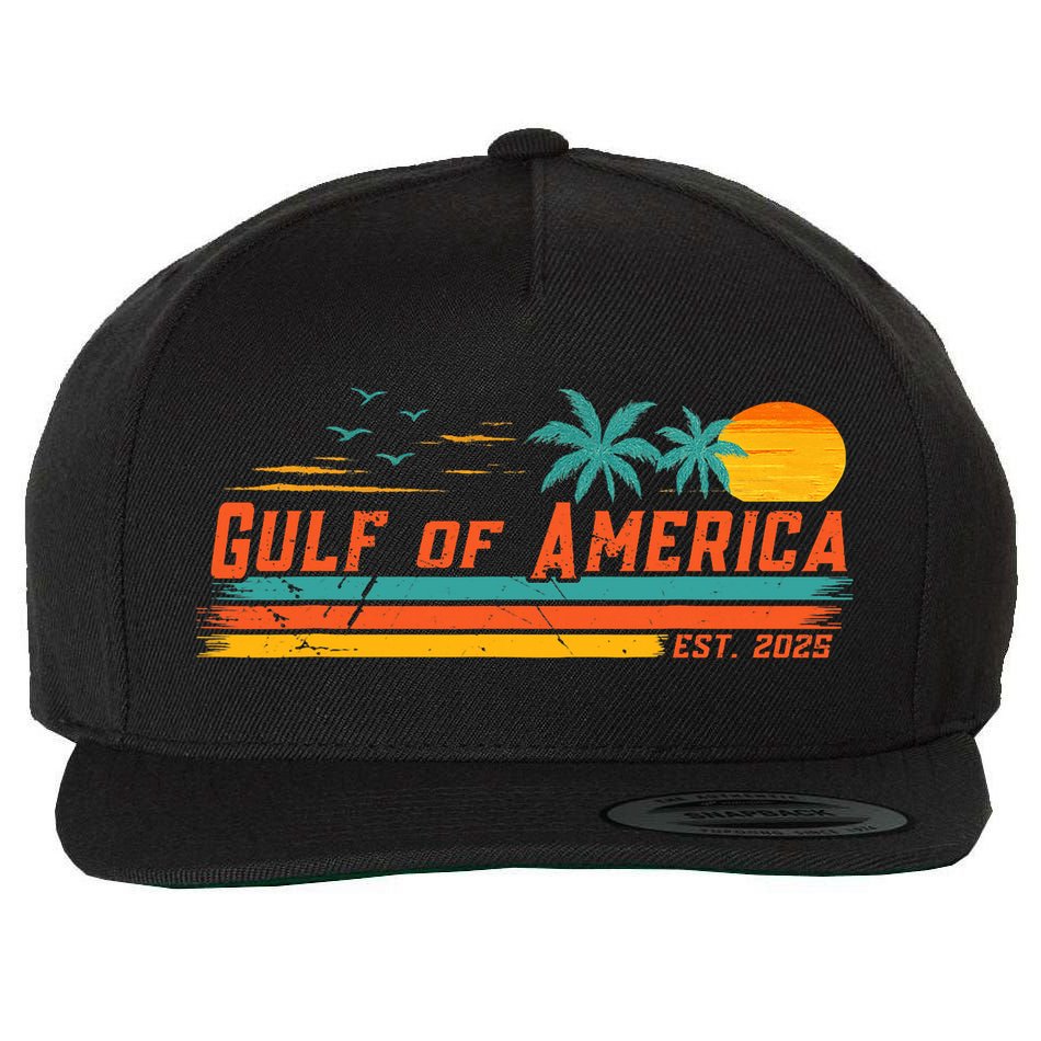 Vintage Gulf Of Us America Retro Sunset Gulf Of Us America  Wool Snapback Cap