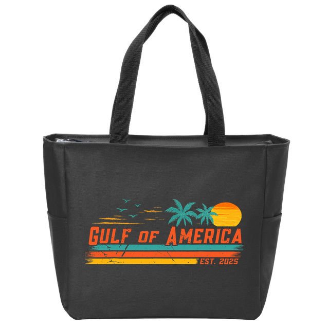 Vintage Gulf Of Us America Retro Sunset Gulf Of Us America  Zip Tote Bag