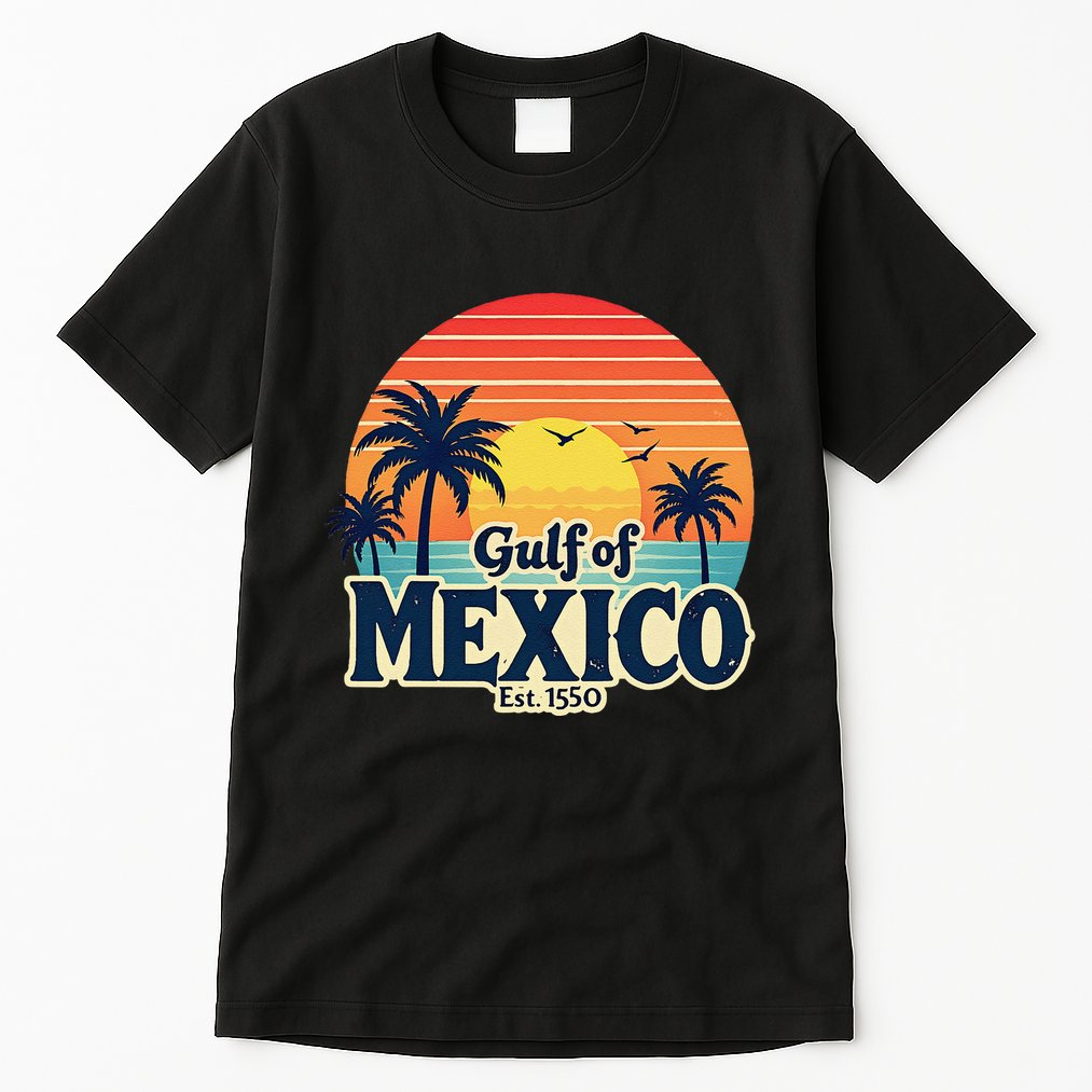 Vintage Gulf Of Mexico Sunset Beach Palm Trees Retro Tall T-Shirt