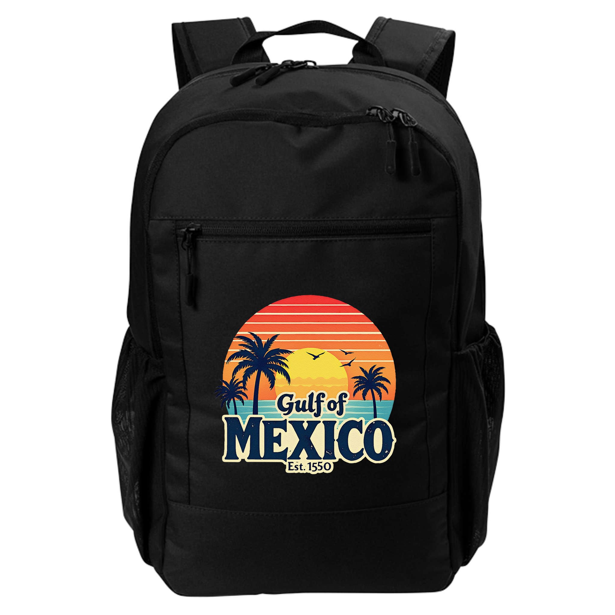 Vintage Gulf Of Mexico Sunset Beach Palm Trees Retro Backpack