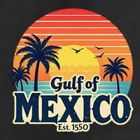 Vintage Gulf Of Mexico Sunset Beach Palm Trees Retro Beanie