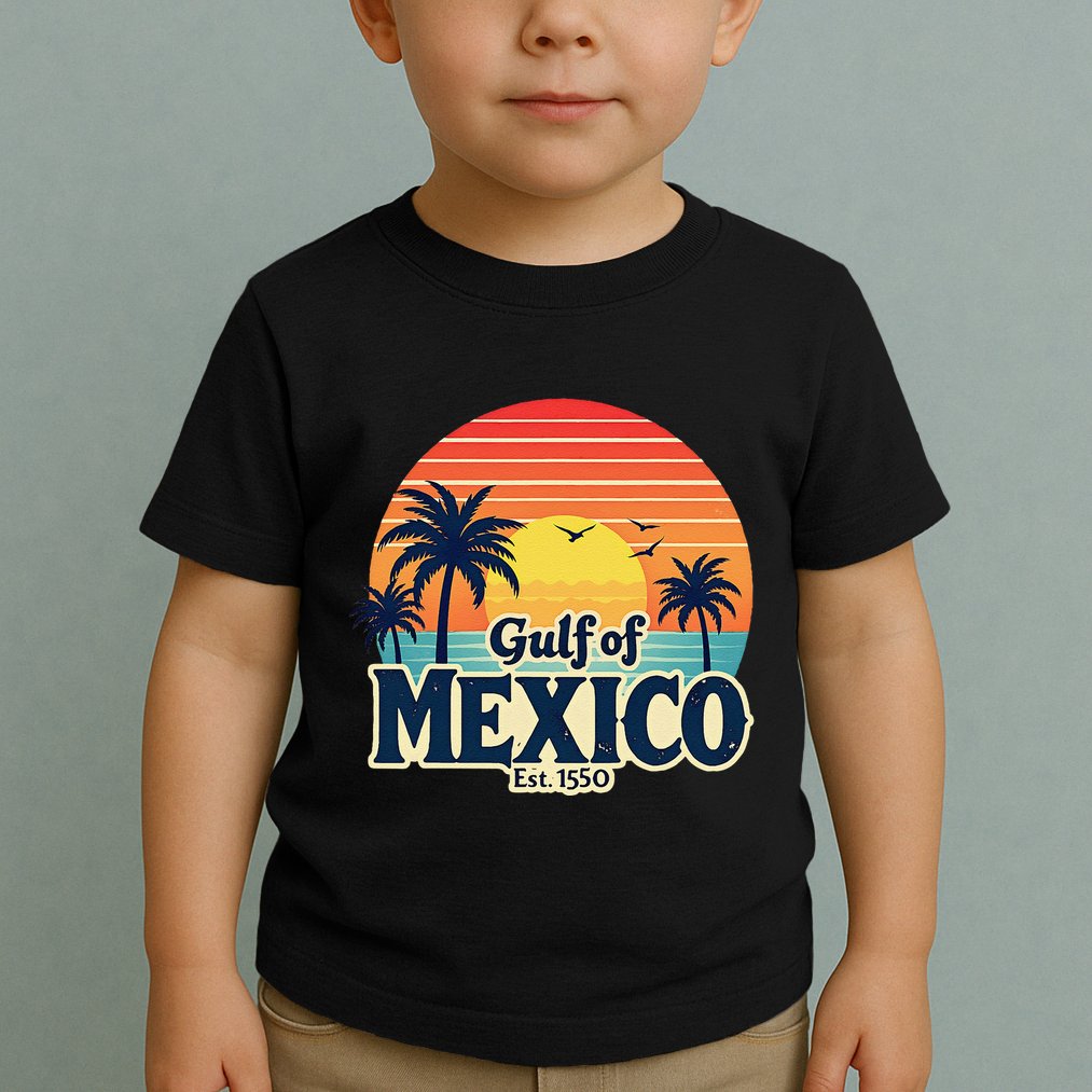 Vintage Gulf Of Mexico Sunset Beach Palm Trees Retro Toddler T-Shirt
