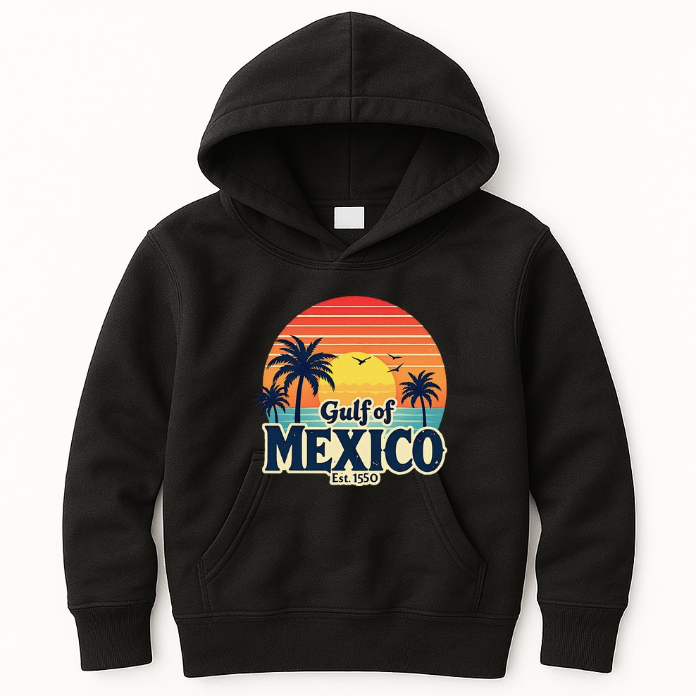 Vintage Gulf Of Mexico Sunset Beach Palm Trees Retro Kids Hoodie