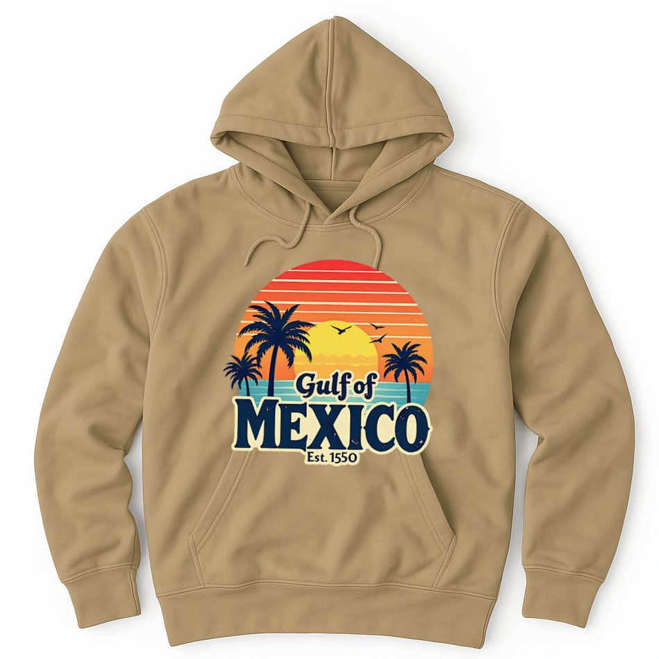 Vintage Gulf Of Mexico Sunset Beach Palm Trees Retro Hoodie