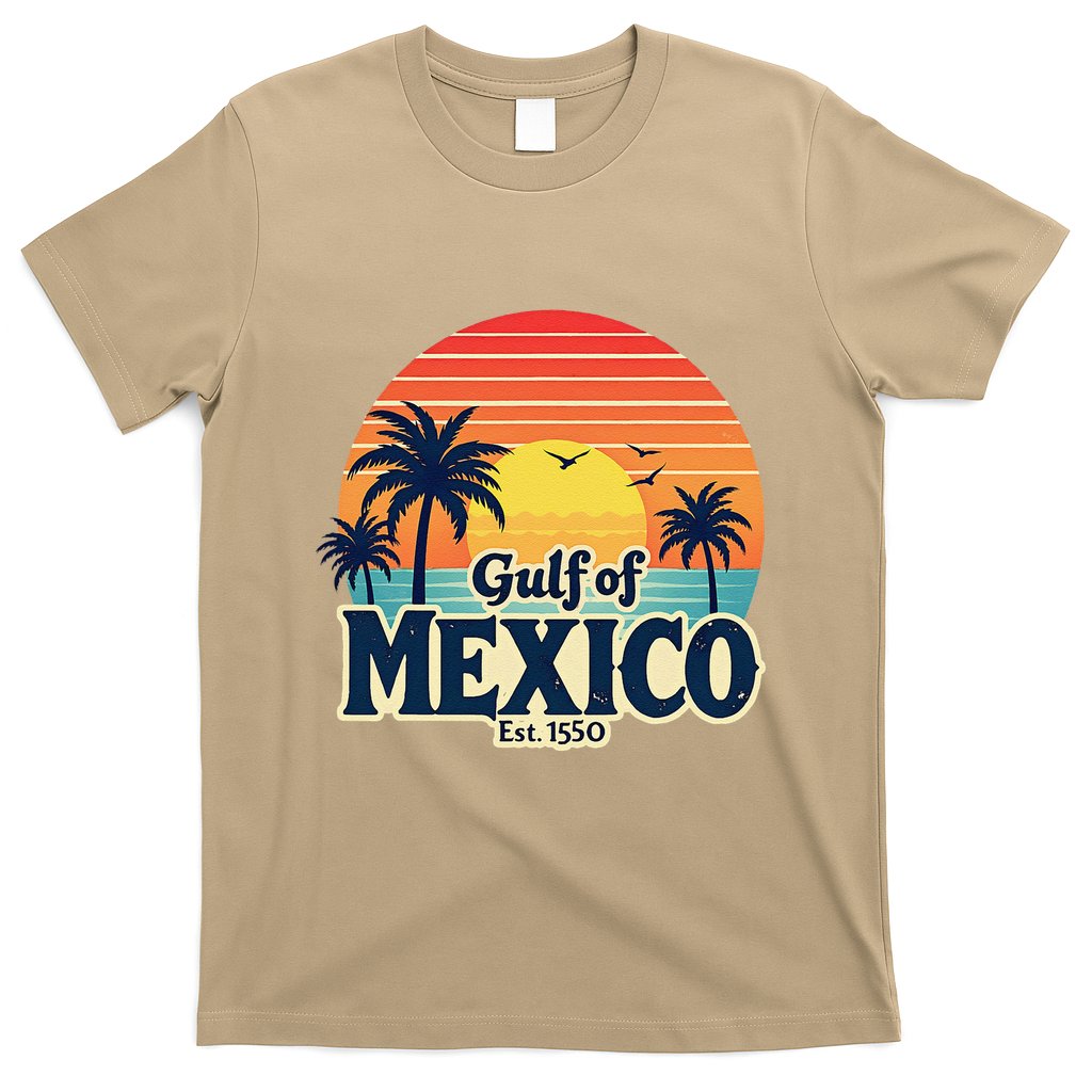 Vintage Gulf Of Mexico Sunset Beach Palm Trees Retro T-Shirt