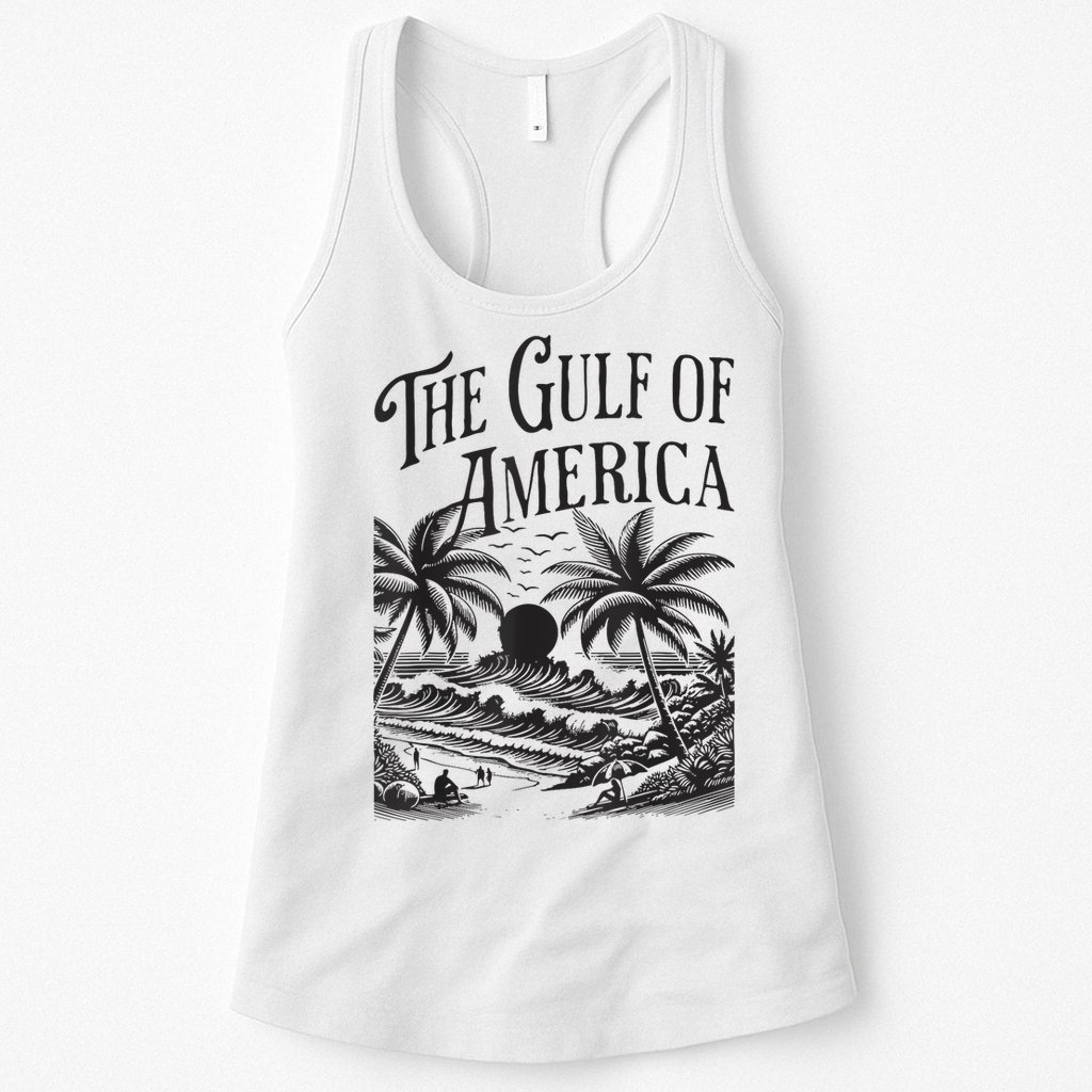 Vintage Gulf Of Usa America Beach Palm Summer Vacation Womens Tank Top