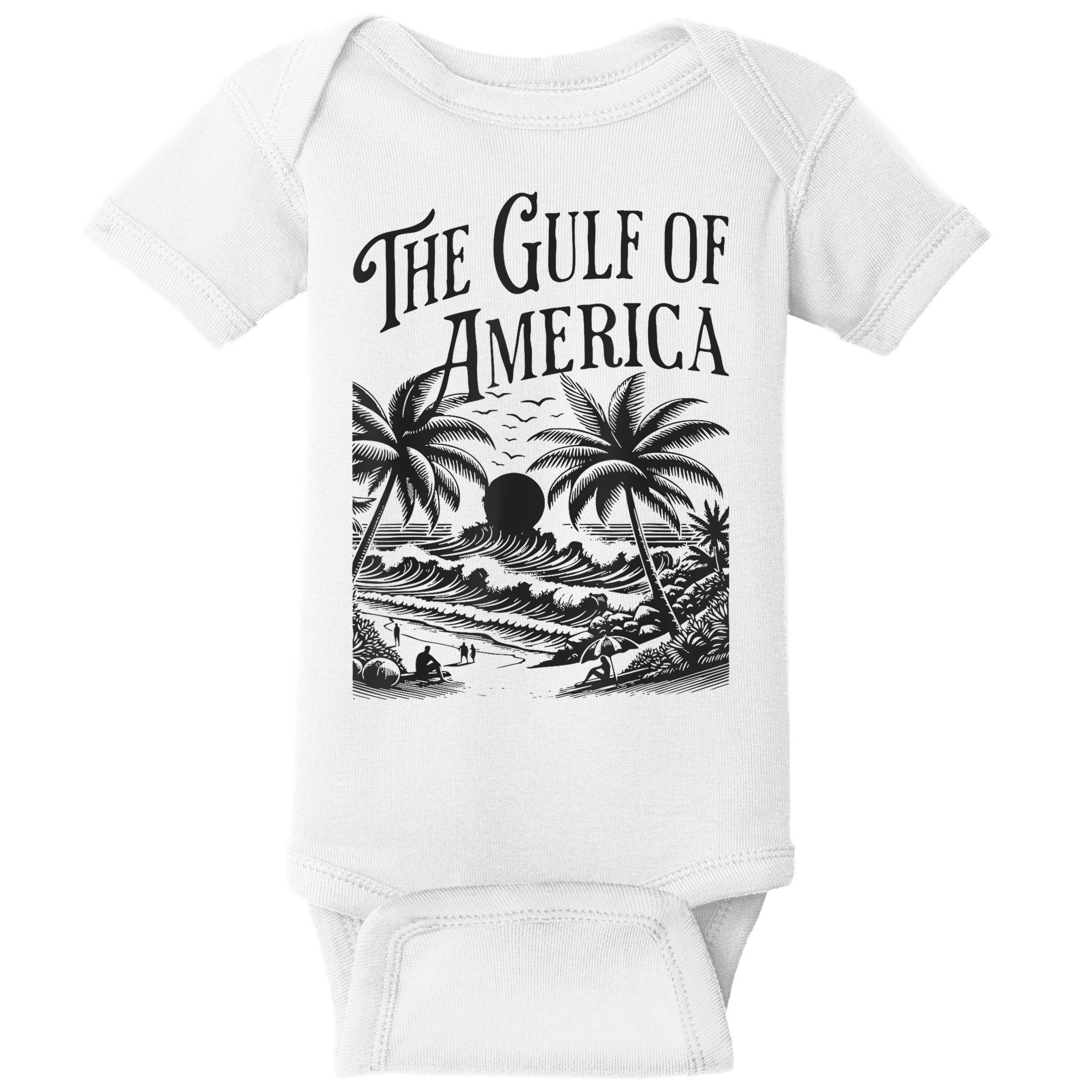 Vintage Gulf Of Usa America Beach Palm Summer Vacation Baby Bodysuit