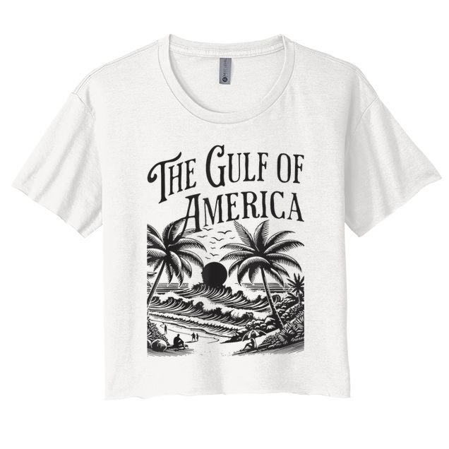 Vintage Gulf Of Usa America Beach Palm Summer Vacation Crop Top