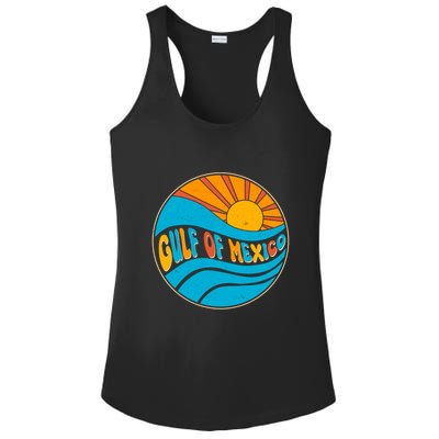 Vintage Gulf of Mexico Retro Sun Emblem Ladies PosiCharge Competitor Racerback Tank