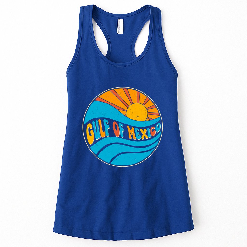 Vintage Gulf of Mexico Retro Sun Emblem Womens Tank Top