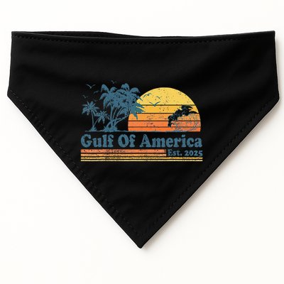 Vintage Gulf Of Usa America Est 2025 Retro Beach Sunset USA-Made Doggie Bandana