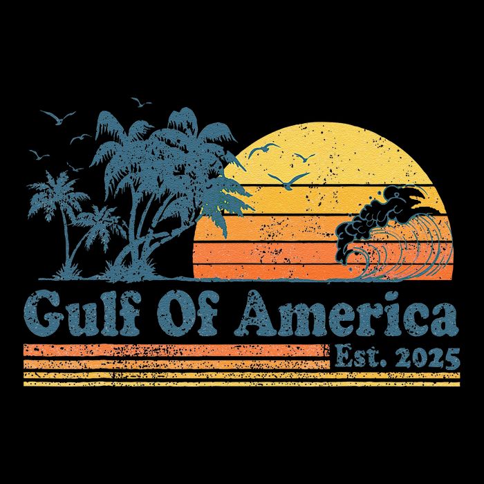 Vintage Gulf Of Usa America Est 2025 Retro Beach Sunset Flatbill Hat
