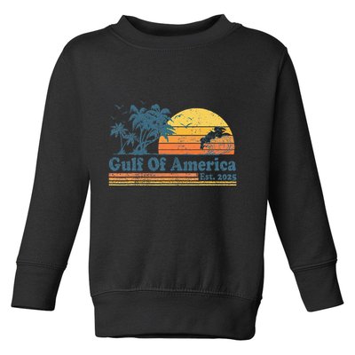 Vintage Gulf Of Usa America Est 2025 Retro Beach Sunset Toddler Sweatshirt