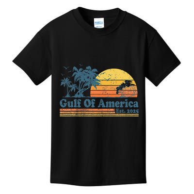 Vintage Gulf Of Usa America Est 2025 Retro Beach Sunset Kids T-Shirt