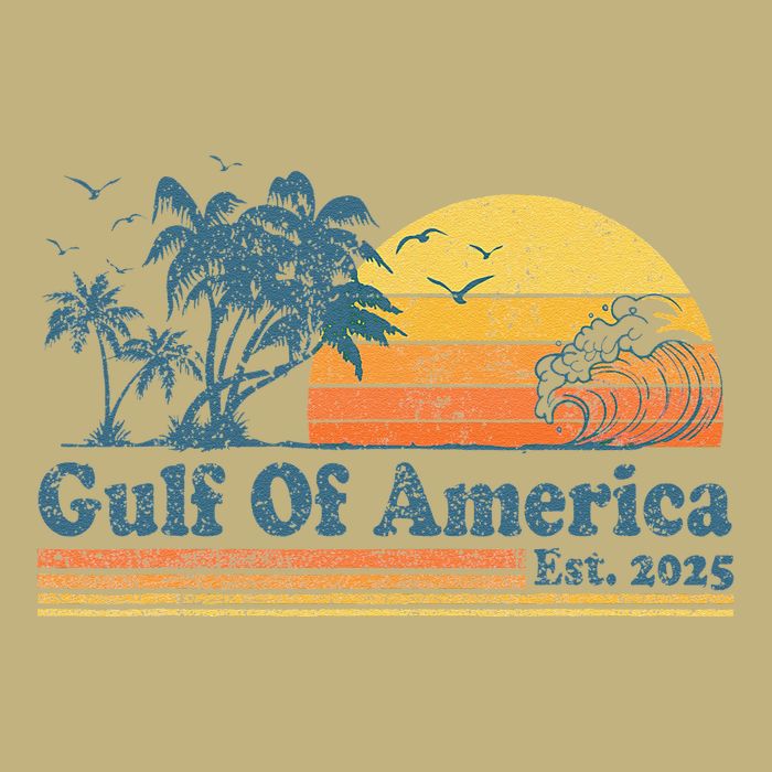 Vintage Gulf Of Usa America Est 2025 Retro Beach Sunset Cooling Performance Crew T-Shirt