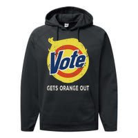 Vote Gets Orange Out Anti Trump Detergent Political Humor Performance Fleece Hoodie