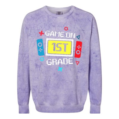 Video Game On 1st Grade Cool Team First Back To School Colorblast Crewneck Sweatshirt